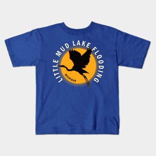 Little Mud Lake Flooding in Michigan Heron Sunrise Kids T-Shirt